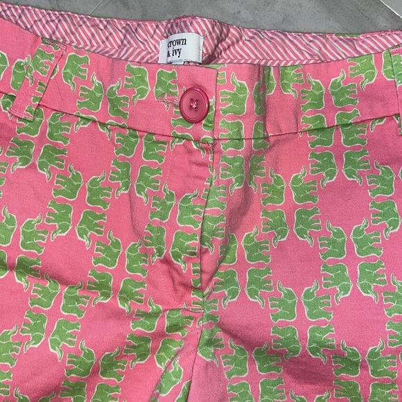 Crown & Ivy   Bermuda shorts  pink/Kelly green elephants  midrise   Size 4 - Picture 2 of 10